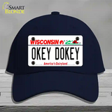 Okey Dokey Wisconsin State Background Novelty License Plate Hat Cotton / Navy