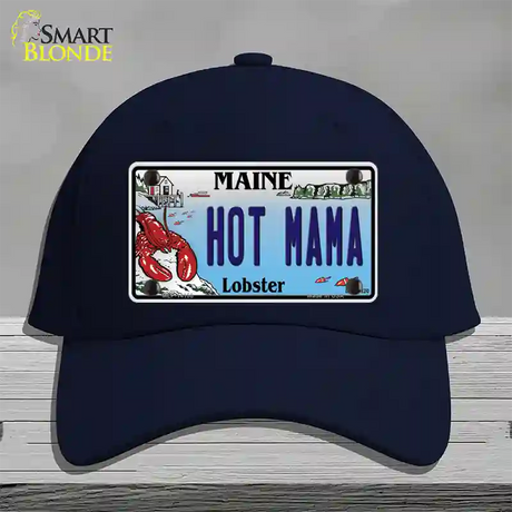 Hot Mama Maine Lobster Novelty License Plate Hat Cotton / Navy