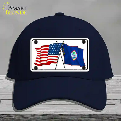 Guam Crossed US Flag Novelty License Plate Hat Cotton / Navy