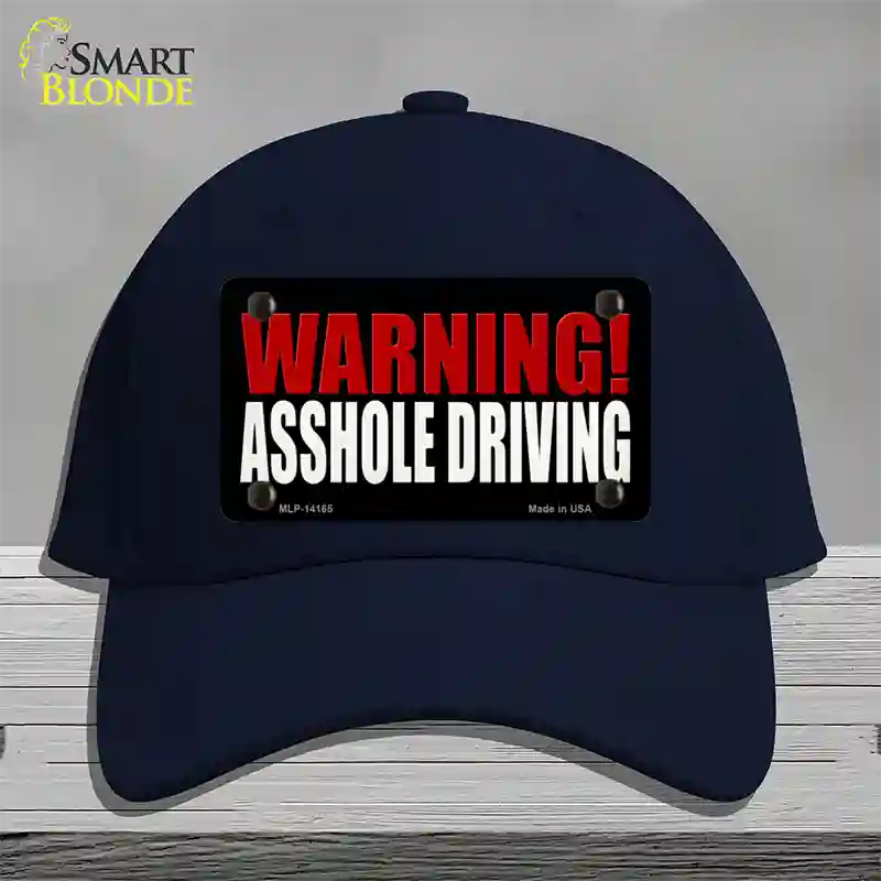 Warning Asshole Driving Novelty License Plate Hat Cotton / Navy