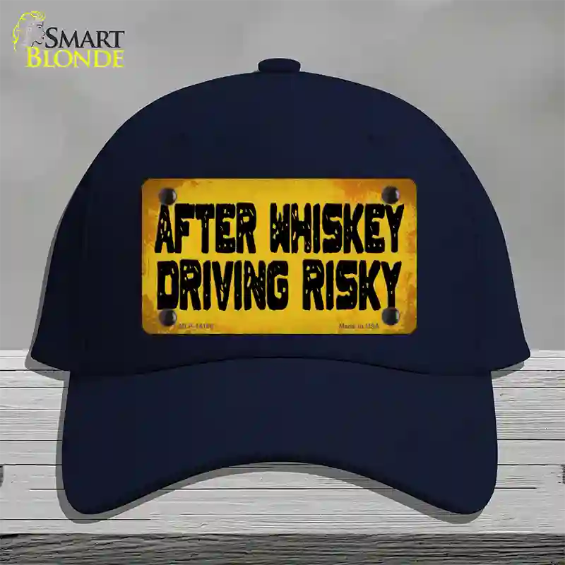 After Whiskey Driving Risky Novelty License Plate Hat Cotton / Navy