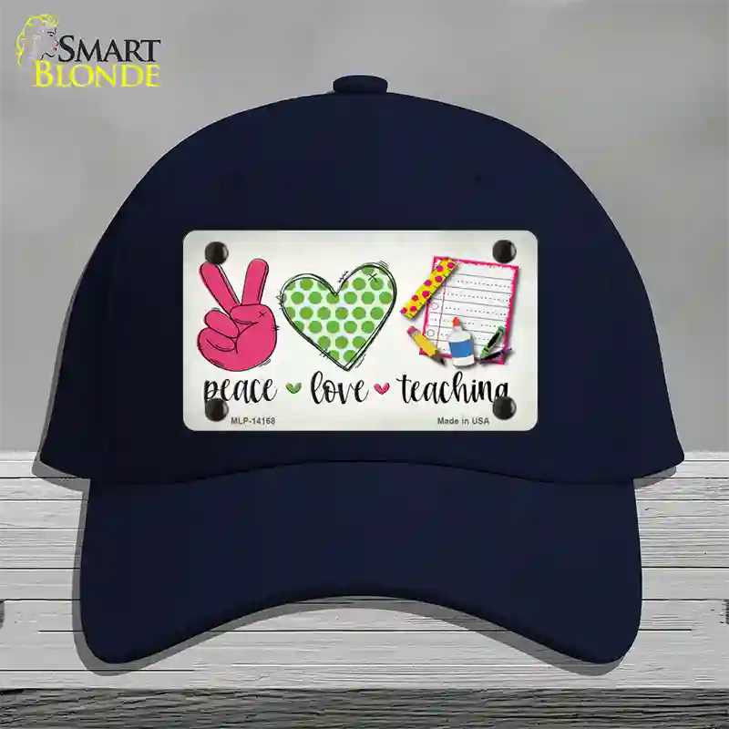 Peace Love Teaching Novelty License Plate Hat Cotton / Navy