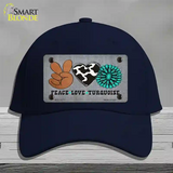 Peace Love Turquoise Novelty License Plate Hat Cotton / Navy