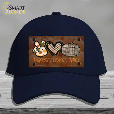 Peace Love Fall Novelty License Plate Hat Cotton / Navy