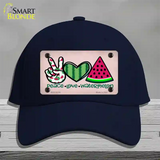 Peace Love Watermelon Novelty License Plate Hat Cotton / Navy