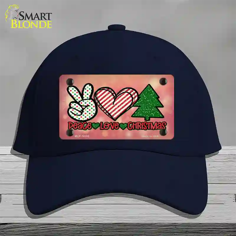 Peace Love Christmas Novelty License Plate Hat Cotton / Navy