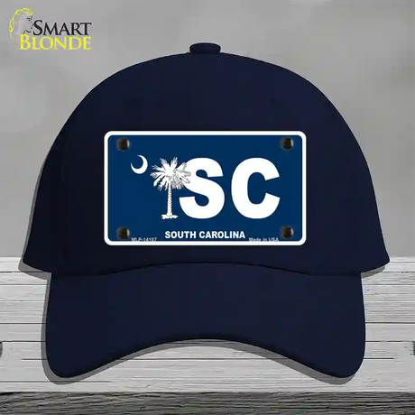 SC South Carolina Flag Novelty License Plate Hat Cotton / Navy