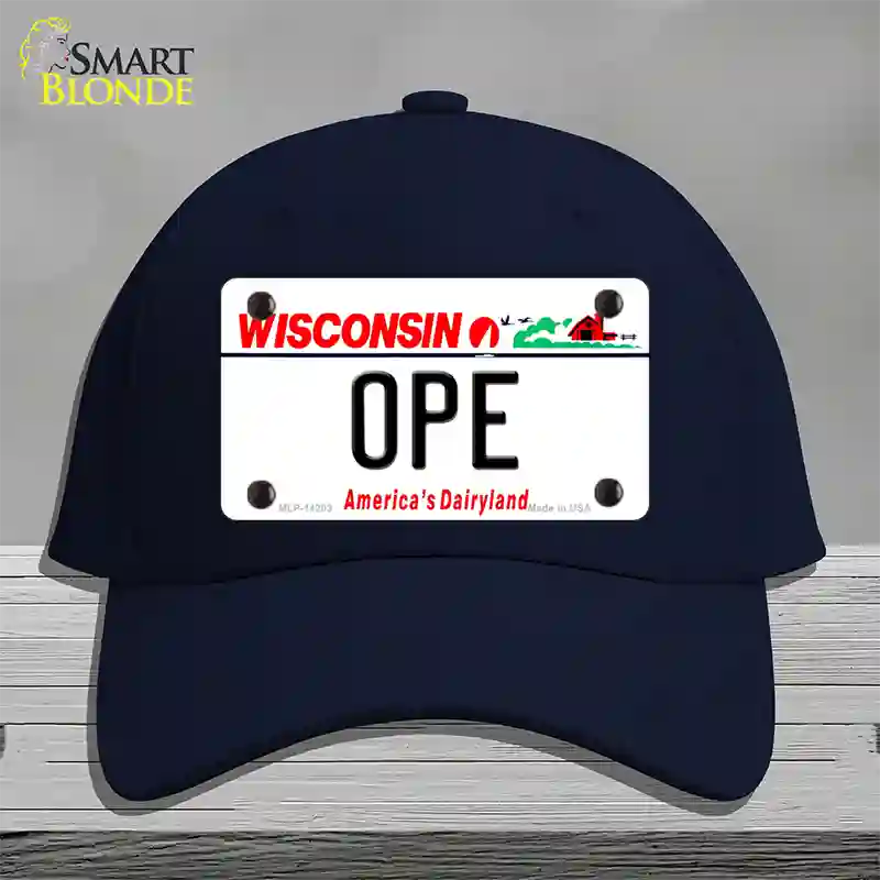 Ope Wisconsin Novelty License Plate Hat Cotton / Navy