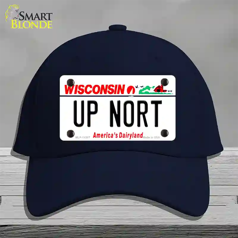 Up Nort Wisconsin Novelty License Plate Hat Cotton / Navy