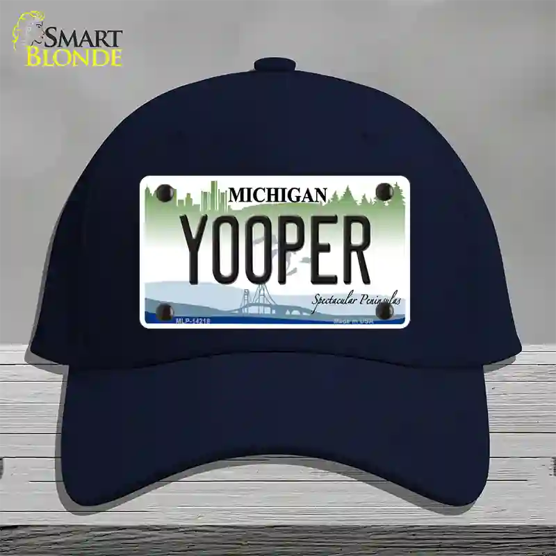 Yooper Michigan Novelty License Plate Hat Cotton / Navy