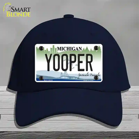 Yooper Michigan Novelty License Plate Hat Cotton / Navy