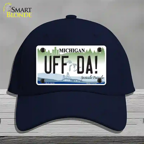 Uff Da Michigan Novelty License Plate Hat Cotton / Navy