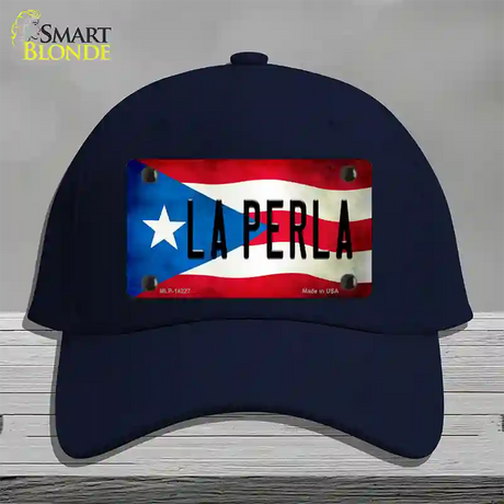 La Perla Puerto Rico Flag Novelty License Plate Hat Cotton / Navy