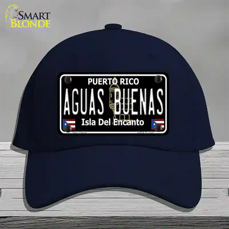 Aguas Buenas Puerto Rico Black Novelty License Plate Hat Cotton / Navy