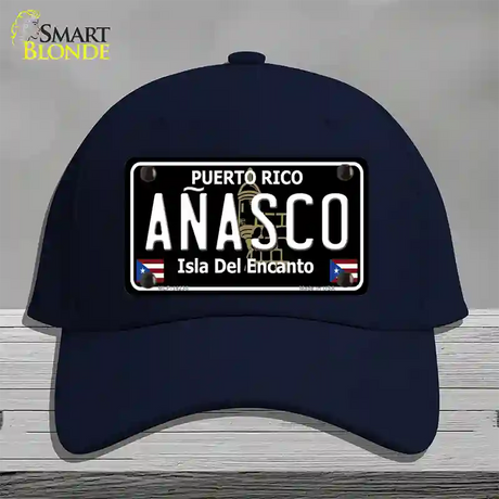 Anasco Puerto Rico Black Novelty License Plate Hat Cotton / Navy