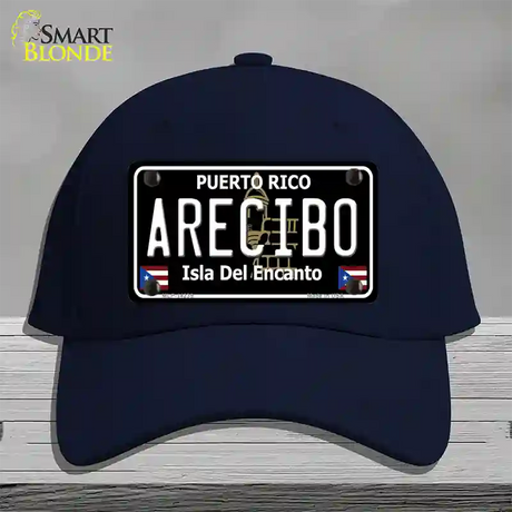 Arecibo Puerto Rico Black Novelty License Plate Hat Cotton / Navy