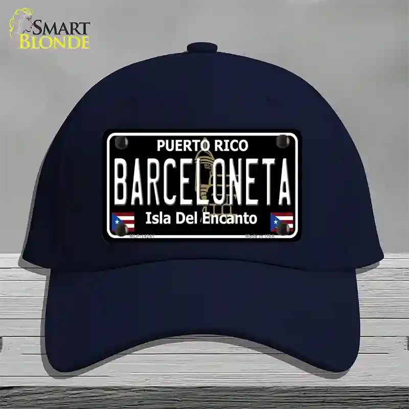 Barceloneta Puerto Rico Black Novelty License Plate Hat Cotton / Navy