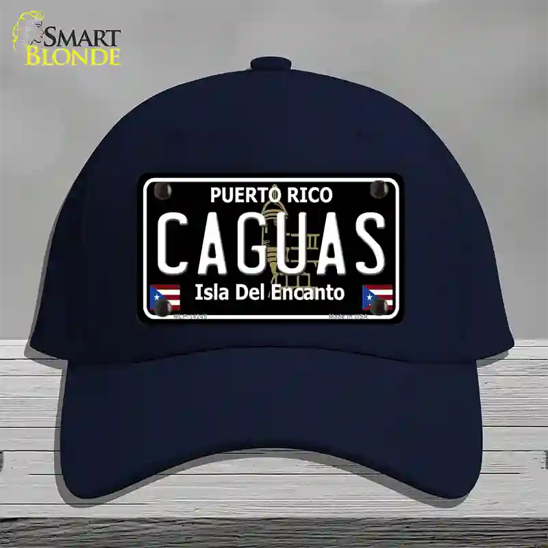 Caguas Puerto Rico Black Novelty License Plate Hat Cotton / Navy