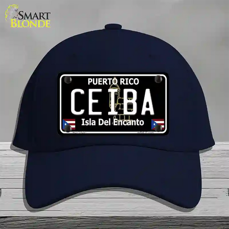 Ceiba Puerto Rico Black Novelty License Plate Hat Cotton / Navy