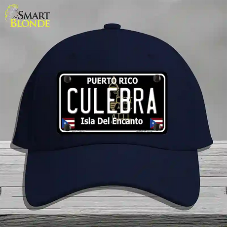 Culebra Puerto Rico Black Novelty License Plate Hat Cotton / Navy