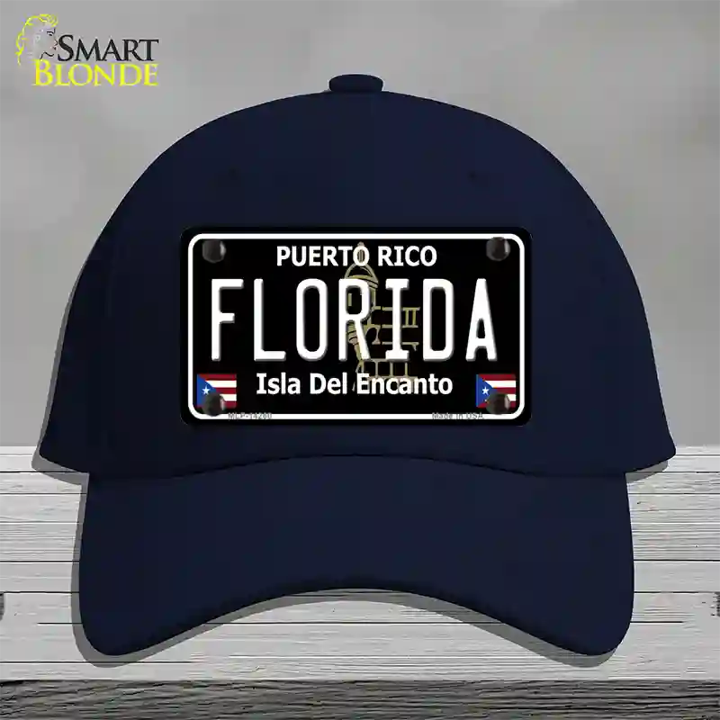 Florida Puerto Rico Black Novelty License Plate Hat Cotton / Navy