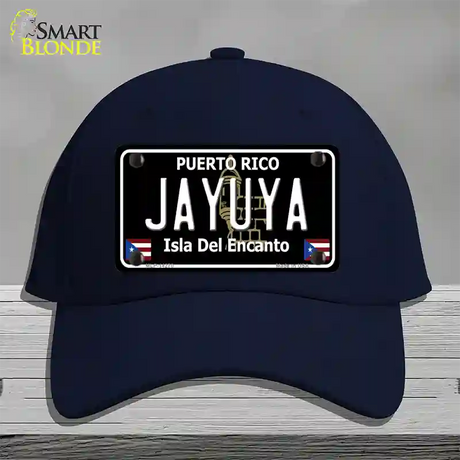 Jayuya Puerto Rico Black Novelty License Plate Hat Cotton / Navy