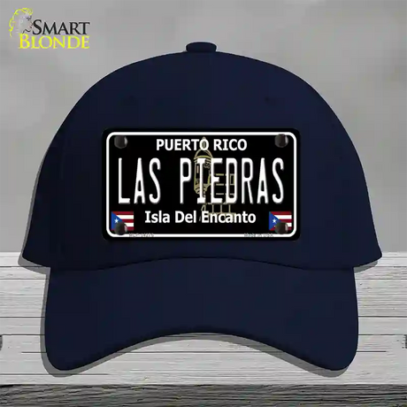 Las Piedras Puerto Rico Black Novelty License Plate Hat Cotton / Navy