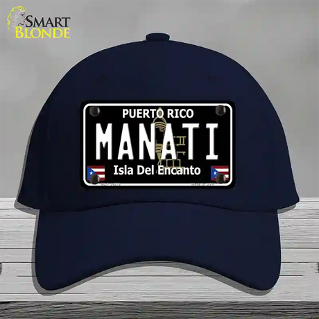 Manati Puerto Rico Black Novelty License Plate Hat Cotton / Navy