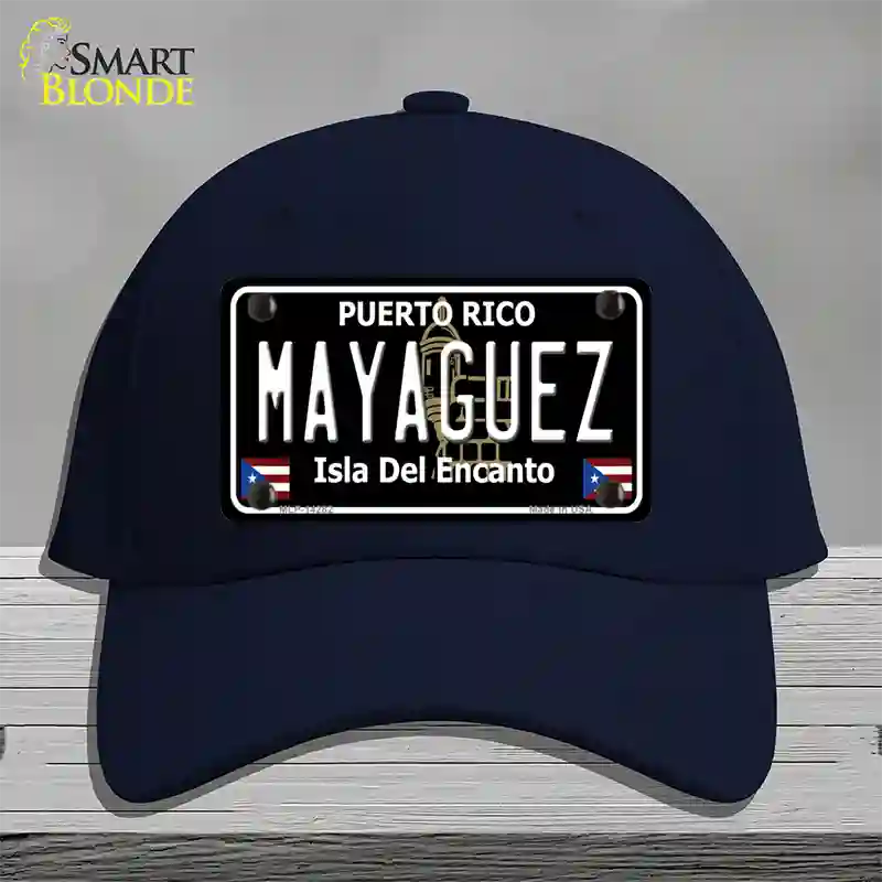 Mayaguez Puerto Rico Black Novelty License Plate Hat Cotton / Navy