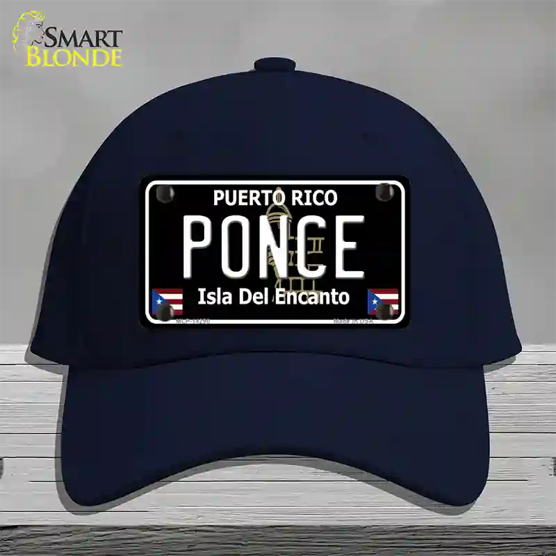 Ponce Puerto Rico Black Novelty License Plate Hat Cotton / Navy