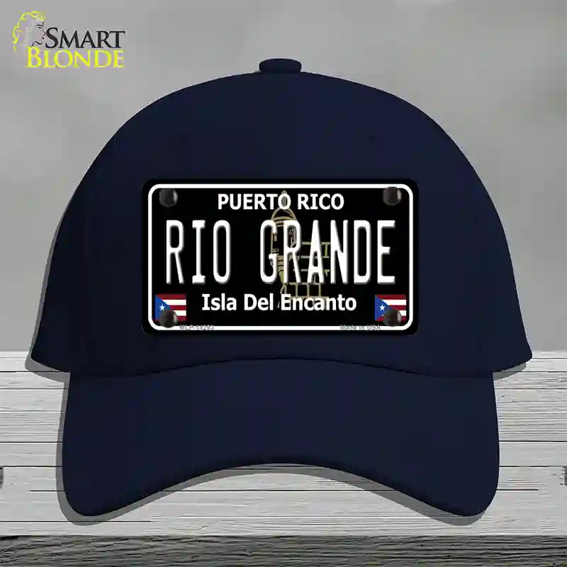 Rio Grande Puerto Rico Black Novelty License Plate Hat Cotton / Navy