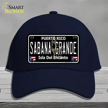 Sabana Grande Puerto Rico Black Novelty License Plate Hat Cotton / Navy