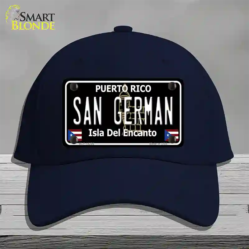 San German Puerto Rico Black Novelty License Plate Hat Cotton / Navy