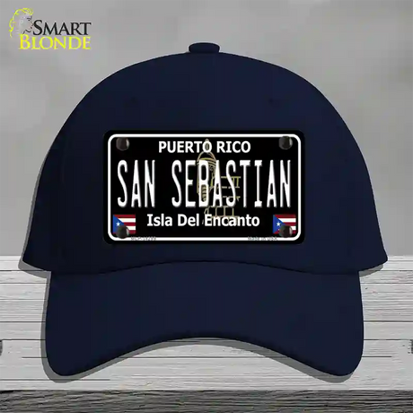 San Sebastian Puerto Rico Black Novelty License Plate Hat Cotton / Navy