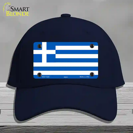 Greece Flag Novelty License Plate Hat Cotton / Navy