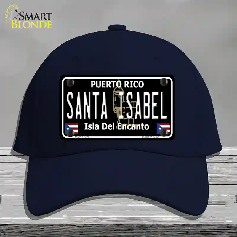 Santa Isabel Puerto Rico Black Novelty License Plate Hat Cotton / Navy