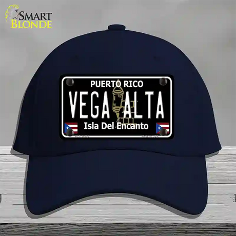 Vega Alta Puerto Rico Black Novelty License Plate Hat Cotton / Navy