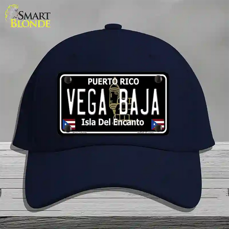 Vega Baja Puerto Rico Black Novelty License Plate Hat Cotton / Navy