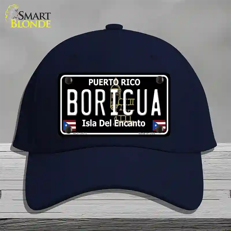 Boricua Puerto Rico Black Novelty License Plate Hat Cotton / Navy