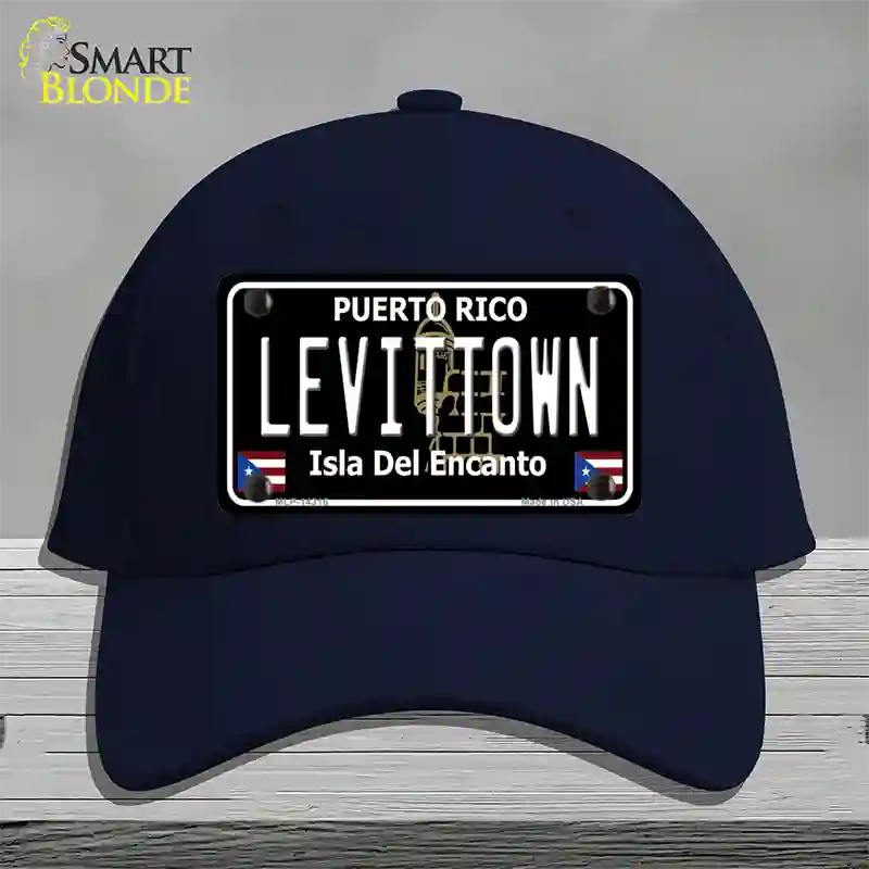 Levittown Puerto Rico Black Novelty License Plate Hat Cotton / Navy