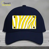 Yellow White Zebra Novelty License Plate Hat Cotton / Navy