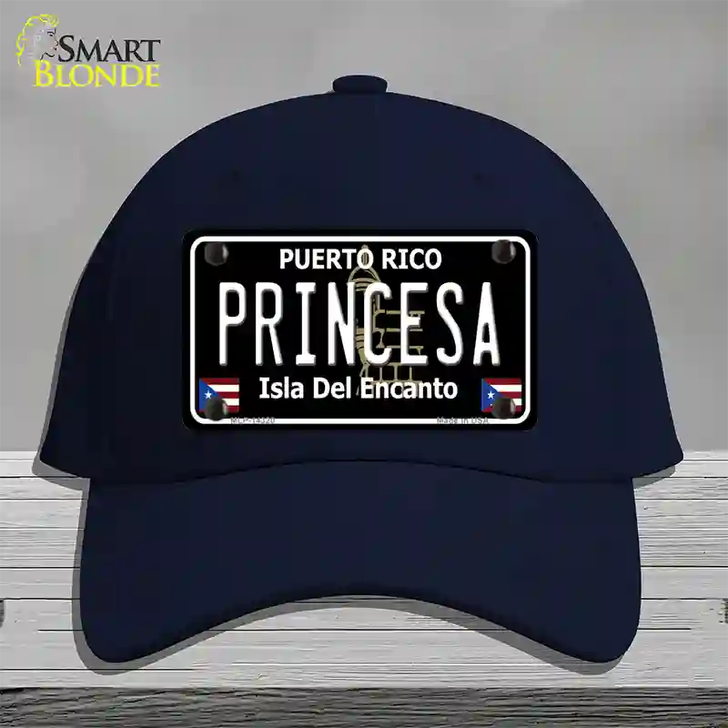 Princesa Puerto Rico Black Novelty License Plate Hat Cotton / Navy