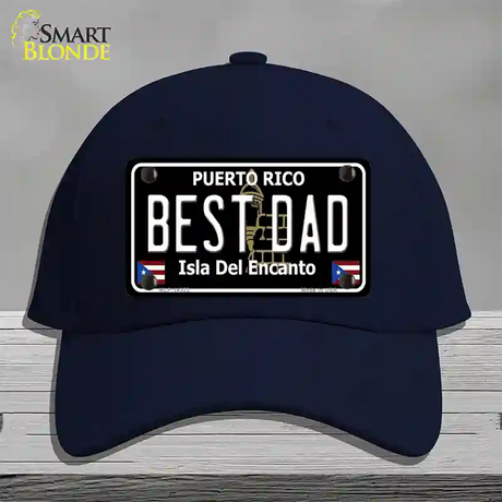 Best Dad Puerto Rico Black Novelty License Plate Hat Cotton / Navy