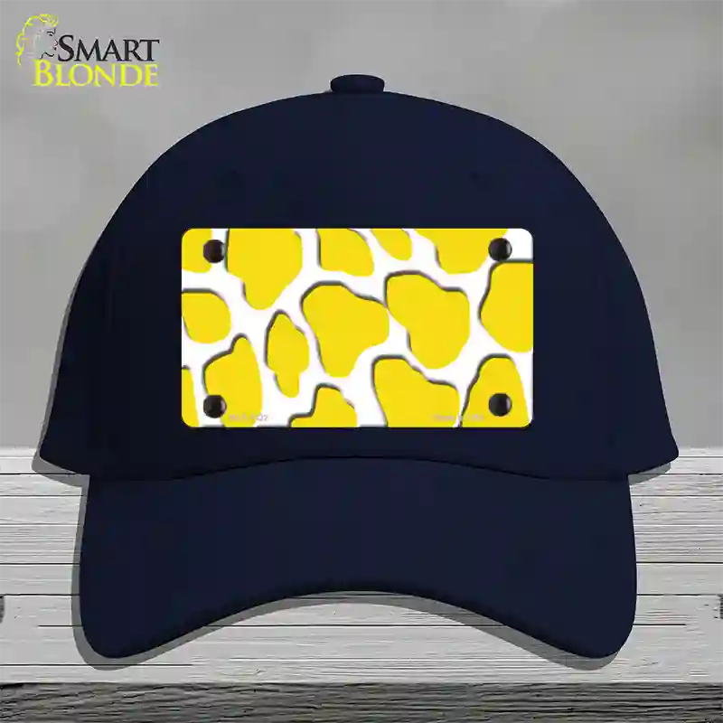 Yellow White Giraffe Novelty License Plate Hat Cotton / Navy