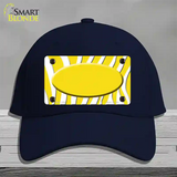 Yellow White Zebra Yellow Center Oval Novelty License Plate Hat Cotton / Navy