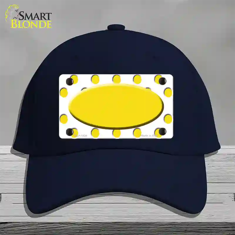 Yellow White Polka Dot Yellow Center Oval Novelty License Plate Hat Cotton / Navy