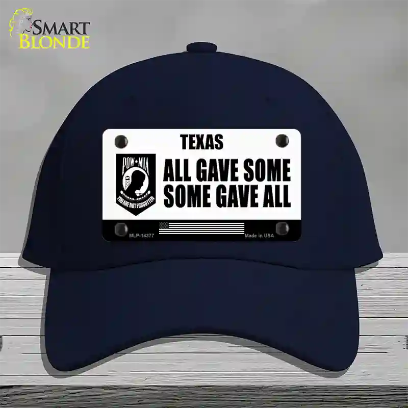 Texas POW MIA Some Gave All Novelty License Plate Hat Cotton / Navy