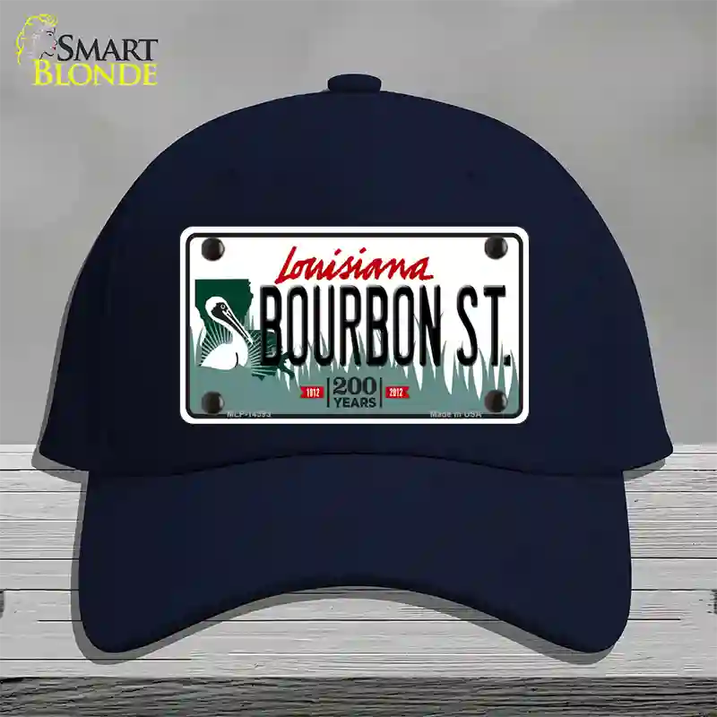 Bourbon St Louisiana Novelty License Plate Hat Cotton / Navy