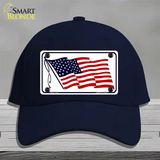 American Flag Waving White Novelty License Plate Hat Cotton / Navy