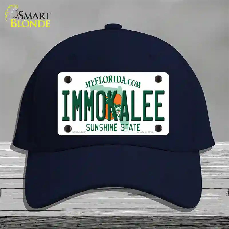 Immokalee Florida Novelty License Plate Hat Cotton / Navy